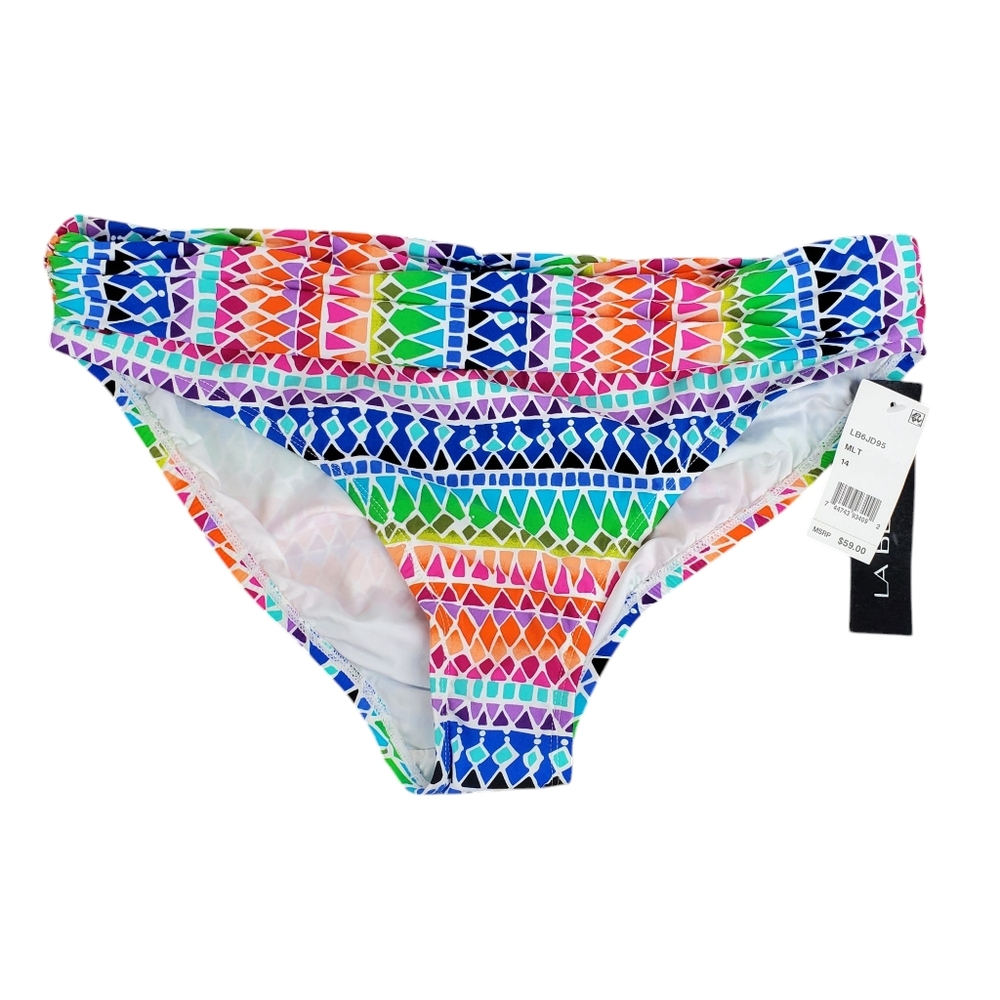 LA BLANCA Multicolor Mosaic Bikini Bottom Size 14 | NWT